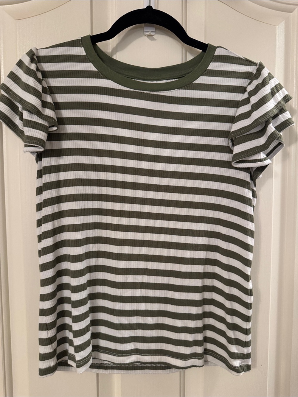 Green & White Striped Top